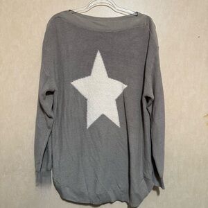 Astrologie Sweater Tunic Eyelash Knit Star Soft Relaxed Gray